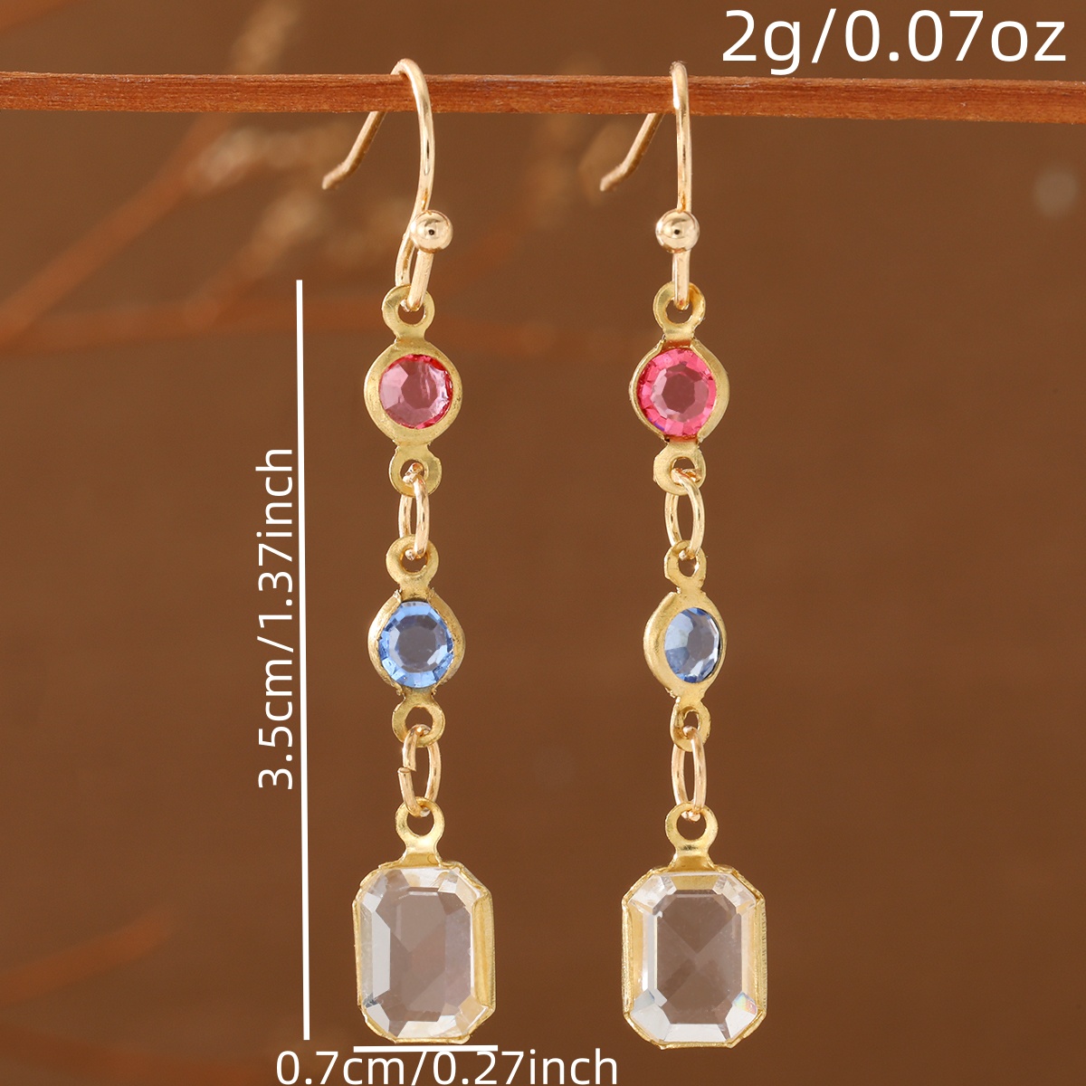 Women's Retro Style Long Chain Color-Block Dangle Earrings